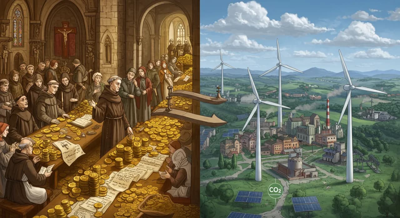 Von Ablasshandel zur CO2-Steuer: Historische Parallelen und gesellschaftliche Debatten Cover